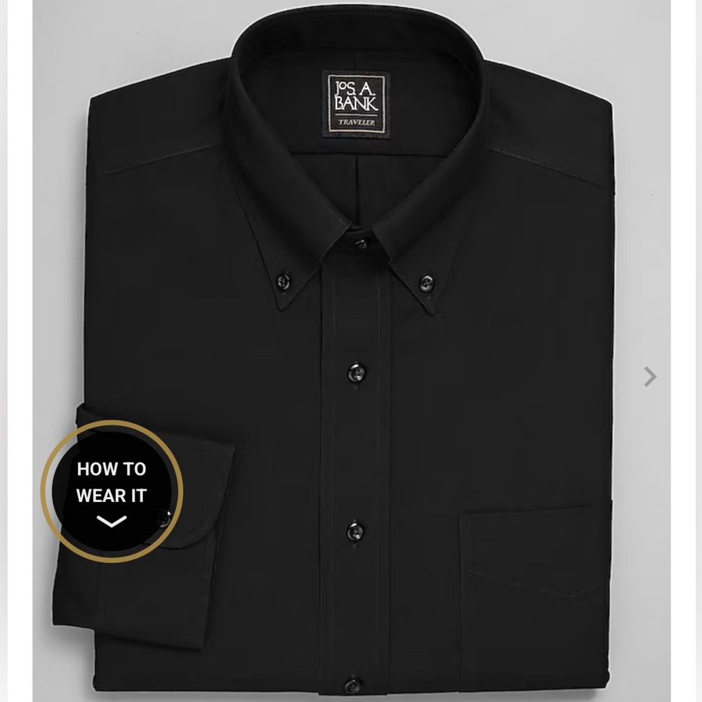 Jos. A. Bank - Traveler Collection Black Button Down Dress Shirt - Size 15 Neck